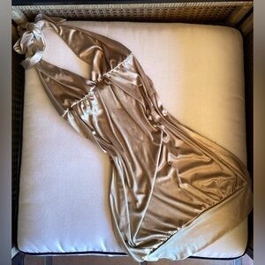 Vintage Gold Halter Mini Dress Y2K